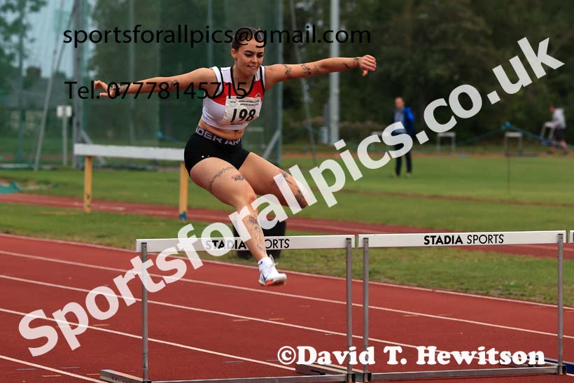 400 and 300 metres hurdles, 2025 NEGP No 5 Monkton, Wednesday, July 23rd. Photo: David T. Hewitson/Sports for All Pics